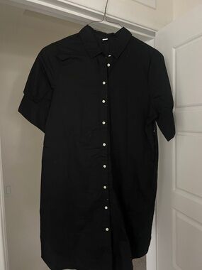 SZ L Old Navy Womens Black Short-Sleeve Button-Down Dress
